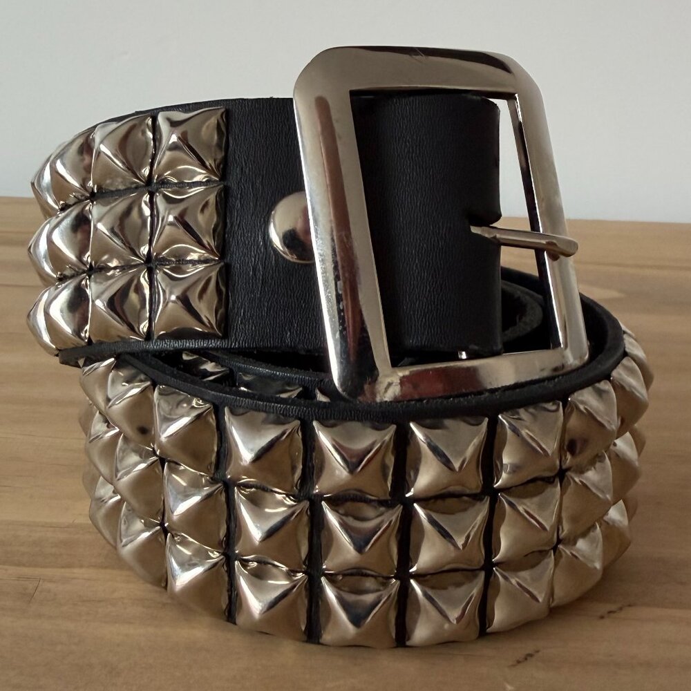 Ape Leather Three Row Pyramid Belt